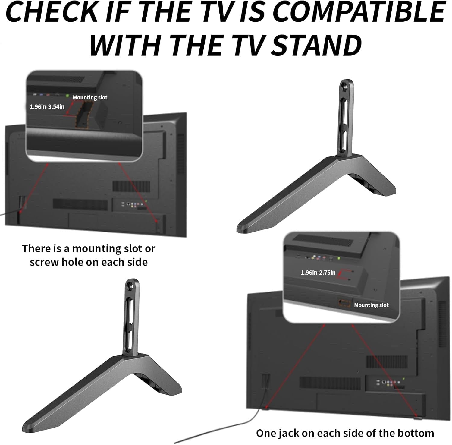 2Pcs Universal TV Stand Base Legs Mount Pedestal Feet Stand for 32-65 Inch TV