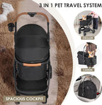 3 in 1 Pet Stroller Medium Dogs 66lbs Foldable Carrier Pushchair w Mattress