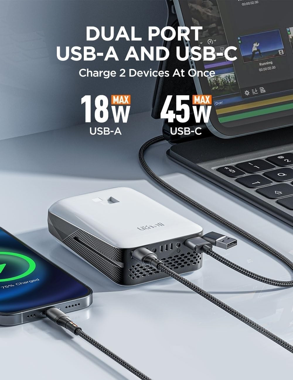 Cordless 20cm Pole Saw 2.0Ah Battery Electric Tree Trimmer 27ft/s Pruning