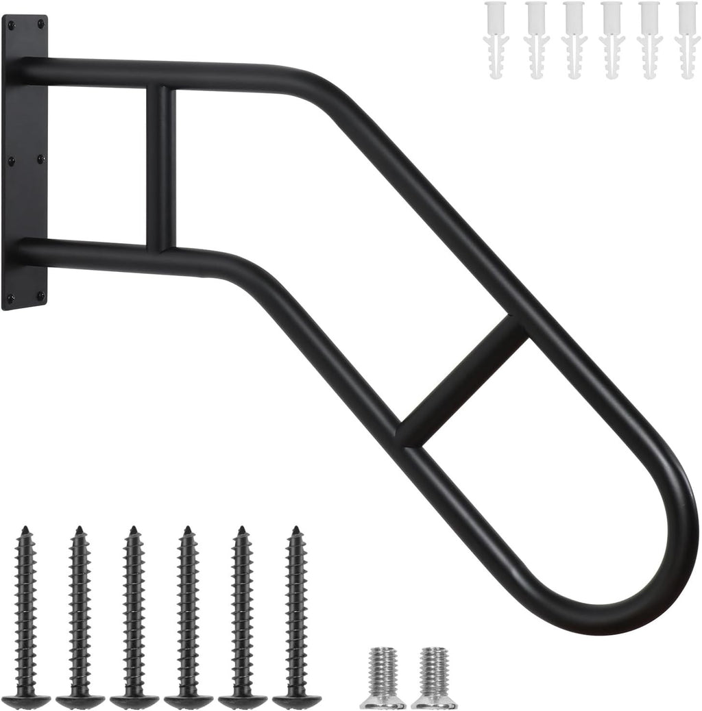 Outdoor Handrail 1-3 Steps Wall Mount Stair Rail Safety Support Black