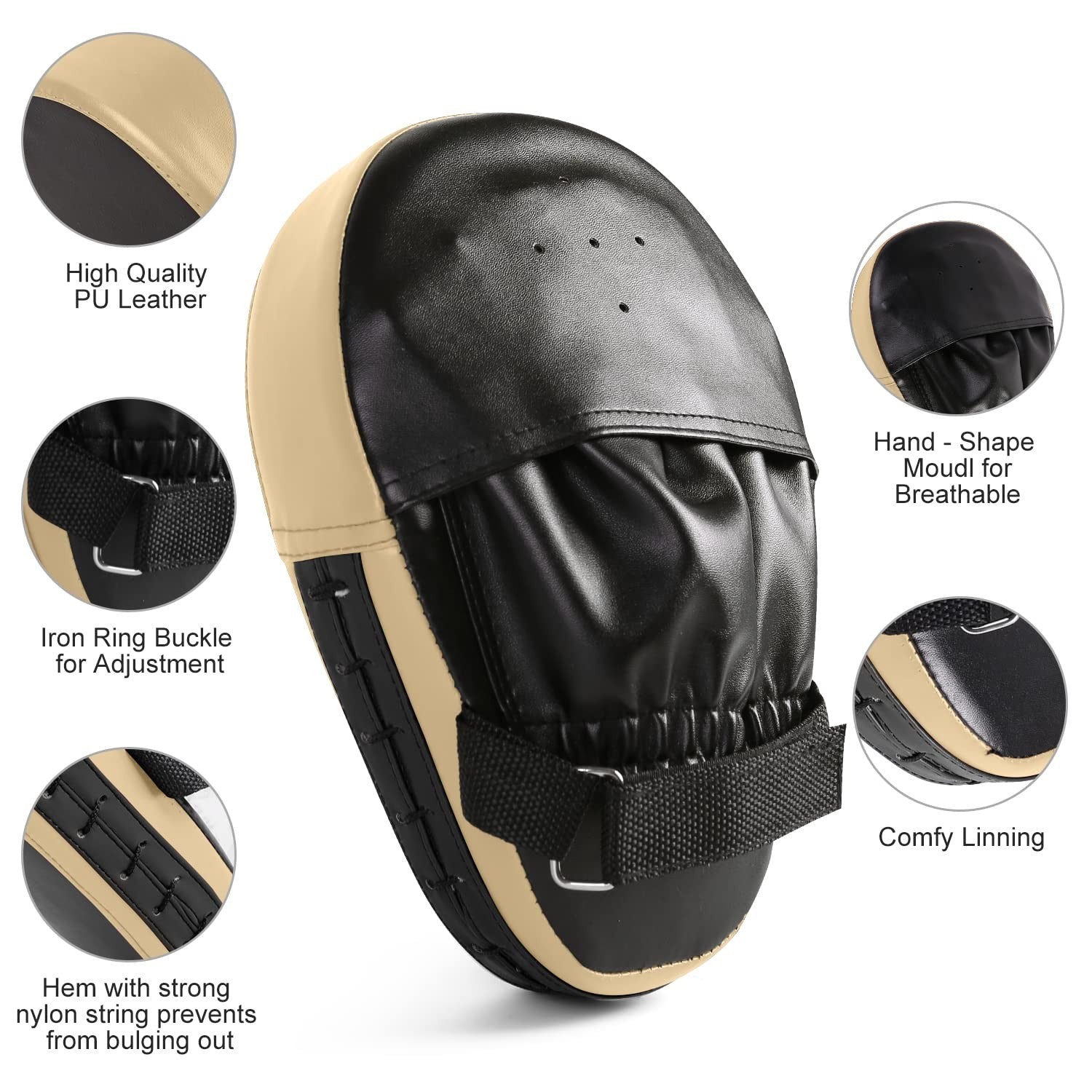 Odoland Boxing Mitts and Kick Pad Set Focus Pads Taekwondo Karate Muay Thai