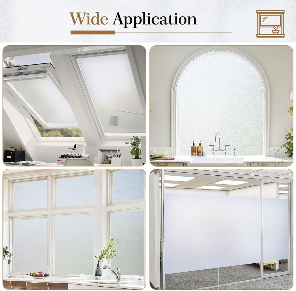 Frosted Window Film Privacy Static Cling Opaque UV Block Glass Cover