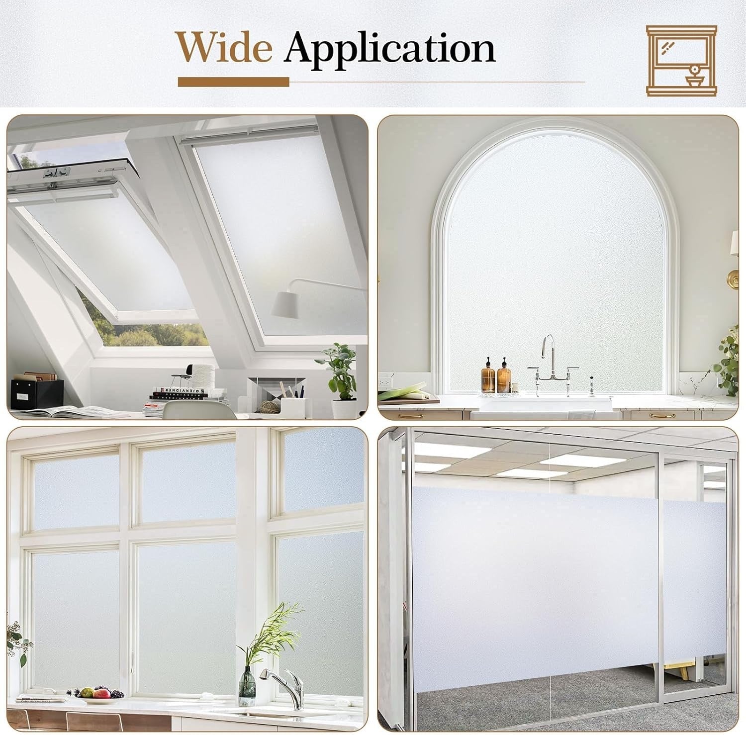 Frosted Window Film Privacy Static Cling Opaque UV Block Glass Cover