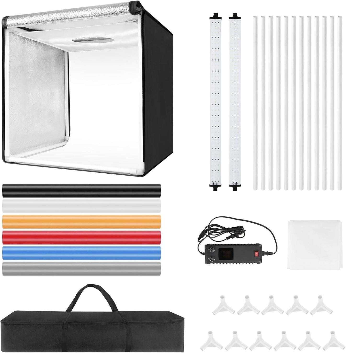 Photo Light Box Studio Tent 60x60cm Bi-Color Dimmable LED Product Backdrops