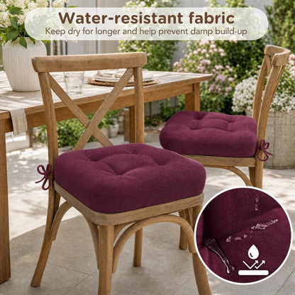 Chair Seat Cushions Pads 6 Pack 40x40cm 8cm Thick Memory Foam Garden Dining Wine