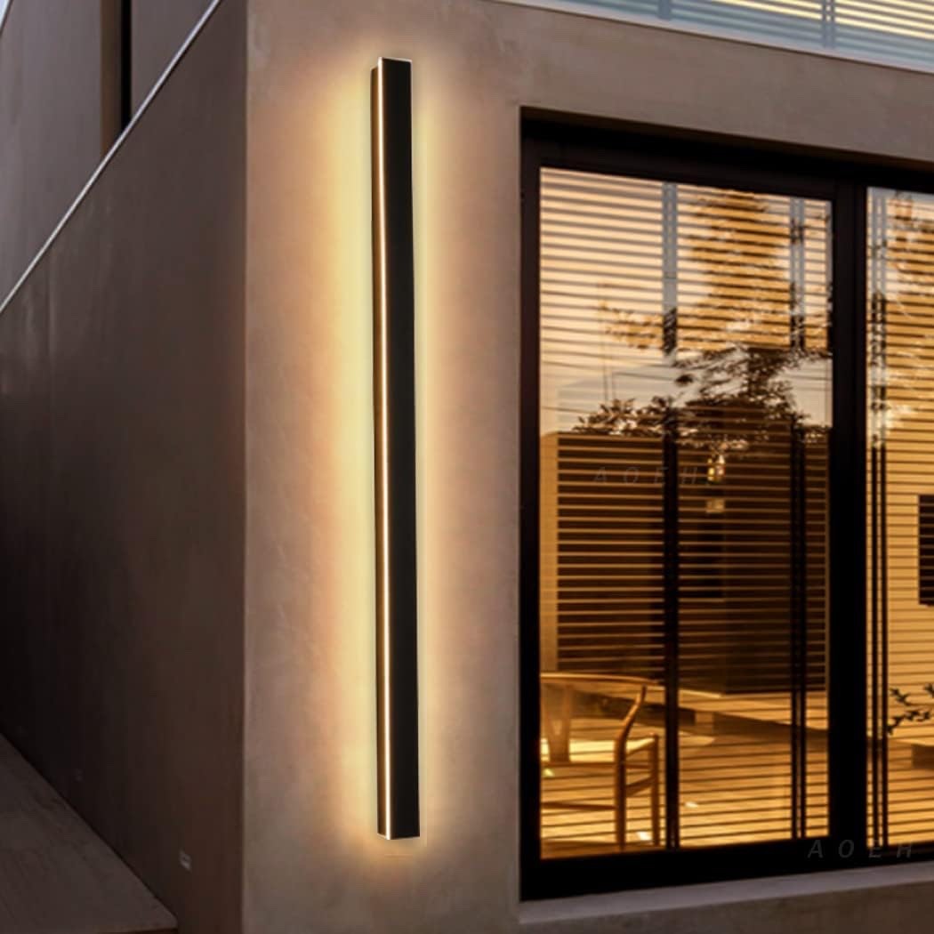 LED Wall Light Outdoor Black 125cm 45W IP65 Waterproof 3000K Warm Aluminium Lamp