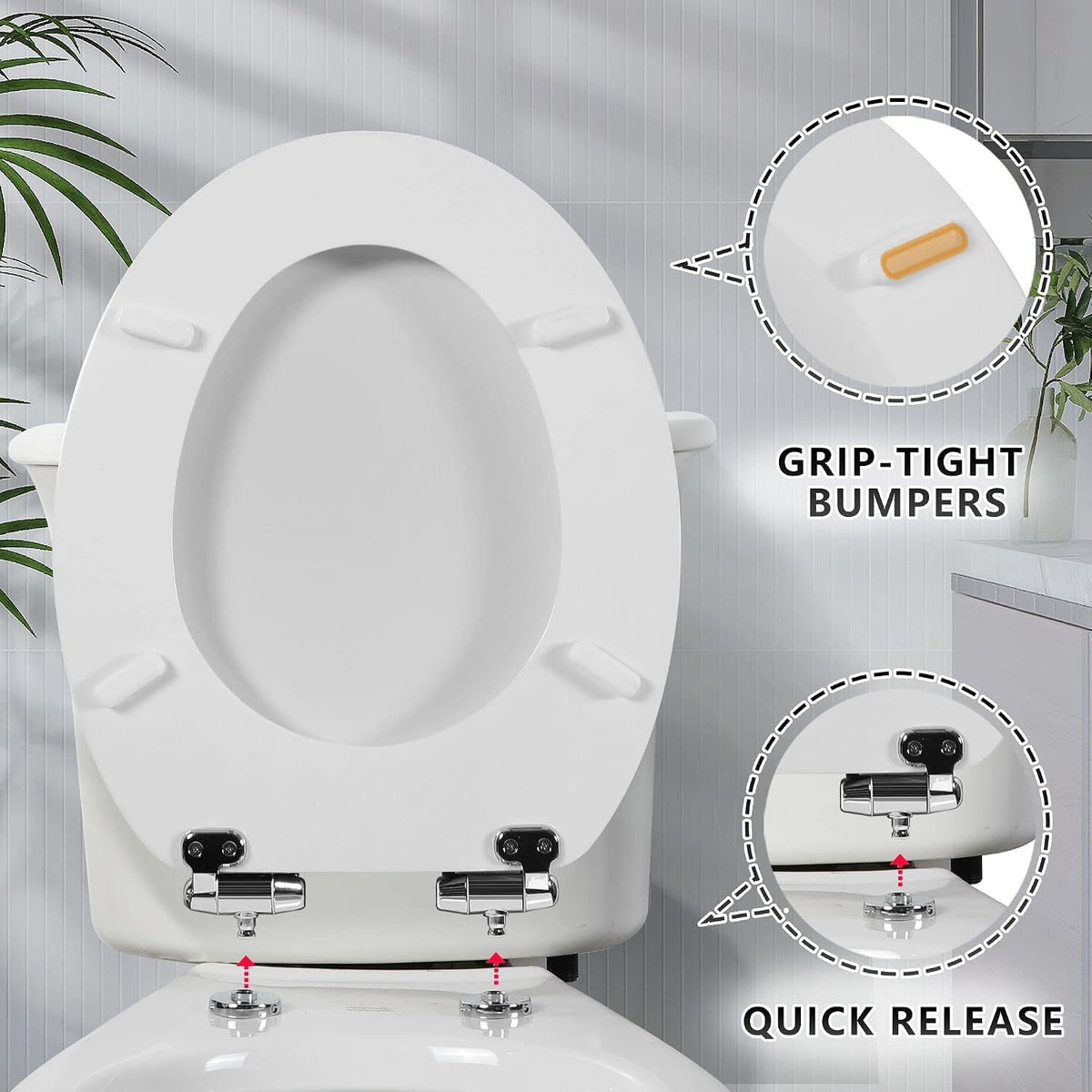 Toilet Seat Soft Close Wooden Oval Black Quick Release Adjustable Hinges 45x37cm