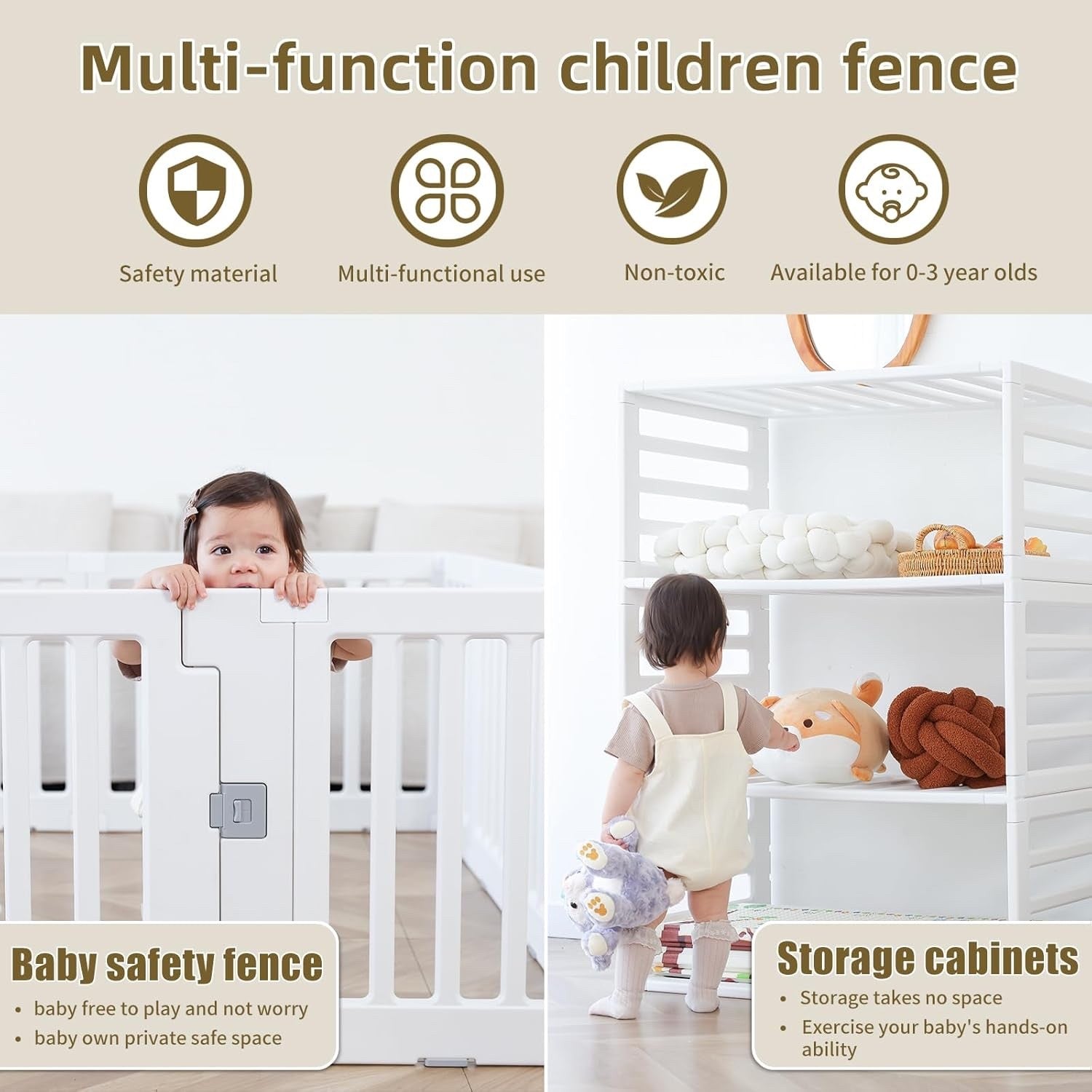 Baby Playpen 150x110x60cm Toddler Safety Activity Centre Indoor Outdoor White