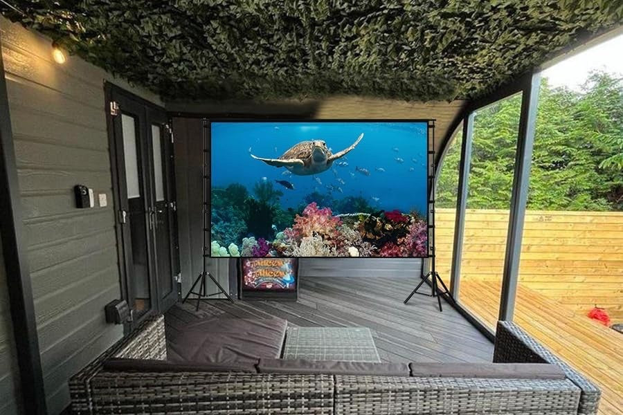 Projector Screen Stand 120 Inch 16:9 Portable 4K HD Tripod Outdoor Cinema Home T