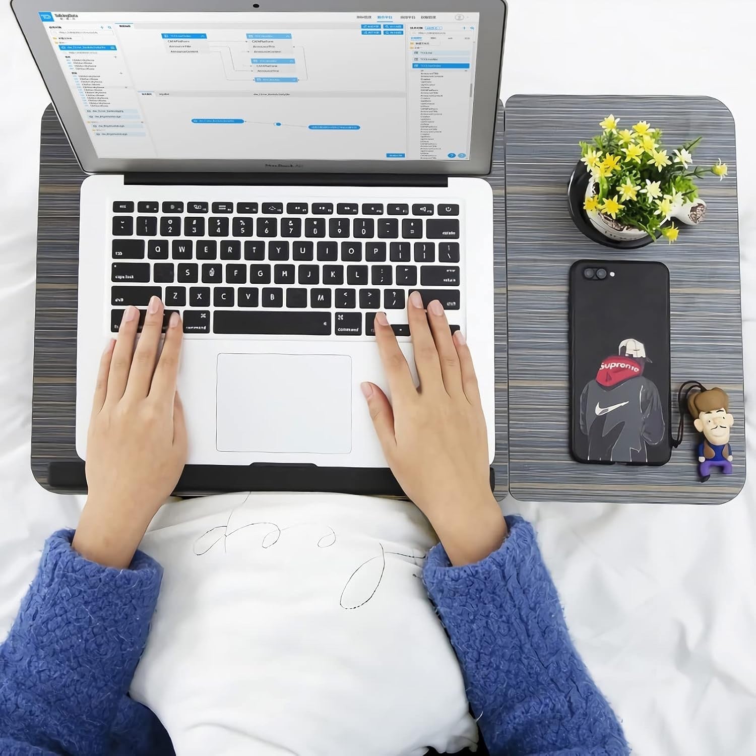 Laptop Bed Table Foldable Desk Cup Slot Reading Holder Sofa Tray Portable Stand
