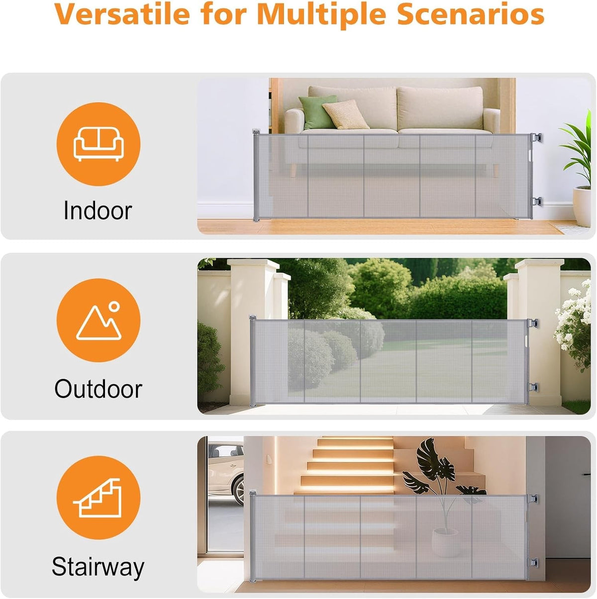 Extra Wide Retractable Baby Pet Gate 3m Indoor Outdoor One Hand Safety Barrier