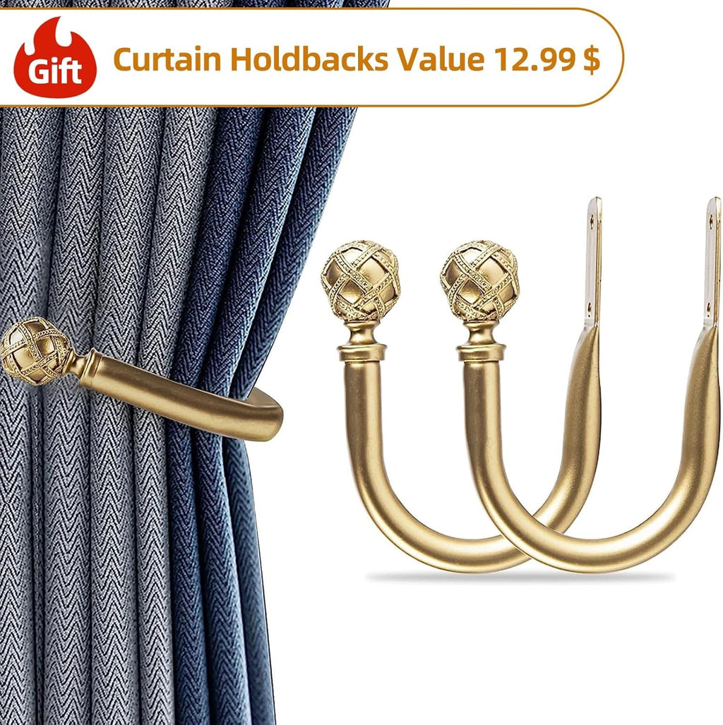 1 Inch Diameter Double Curtain Rod Set Double Curtain gold