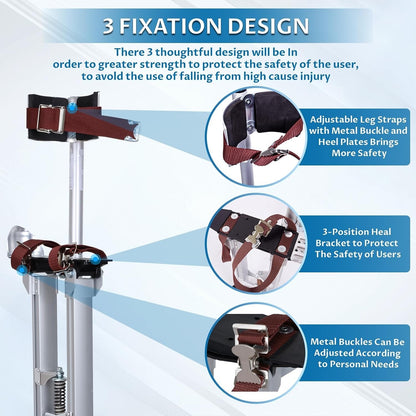 Drywall Stilts Aluminum Adjustable 24-40in Taping Painting Plastering Silver