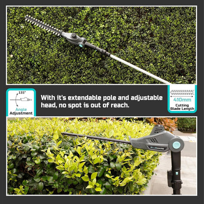 Cordless Telescopic Hedge Trimmer Long Reach 2x 2.0Ah Batteries