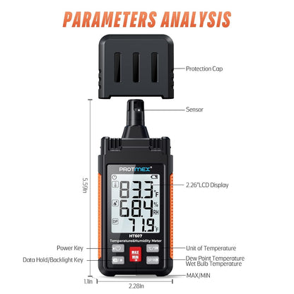 Protmex HT607 Temperature Humidity Meter High Precision Digital Hygrometer