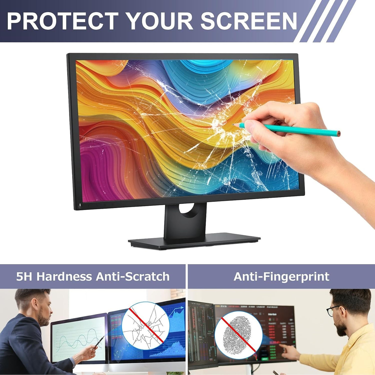 Monitor Screen Protector 24 Inch 2 Pack Blue Light Filter Anti Glare 531x298mm