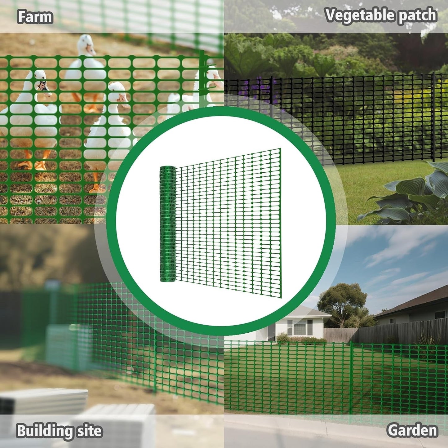 Temporary Garden Fence Mesh 1m x 30m Plastic Barrier 30 Pins Dog Chicken Roll