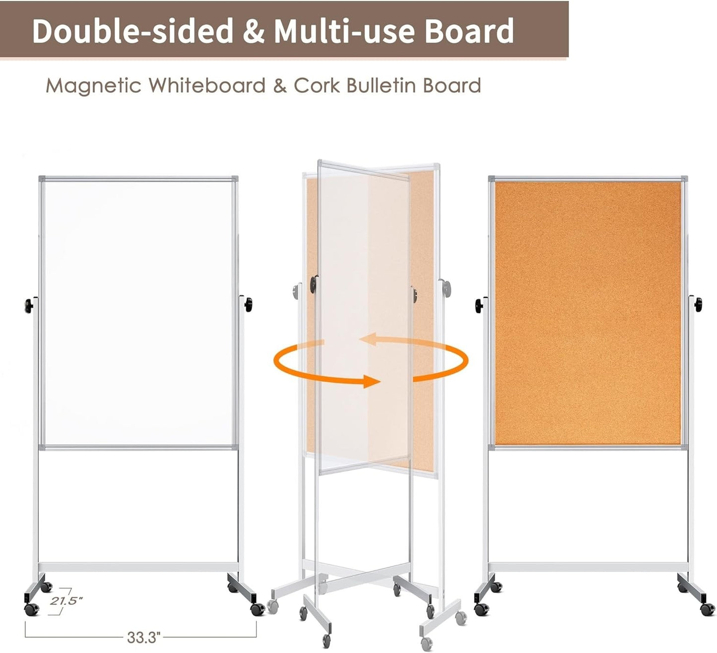 Magnetic Whiteboard Stand 120x60 cm Mobile Dry Erase Board Portable Classroom