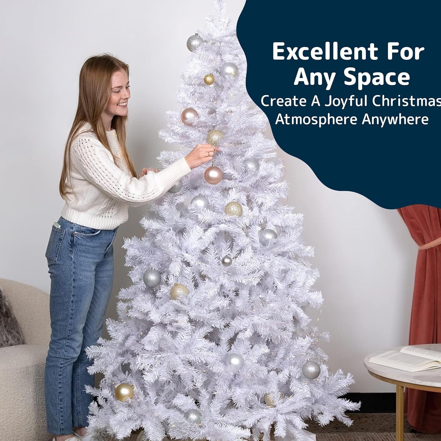 Prextex 6FT White Christmas Tree - Artificial Canadian Fir Small with Stand