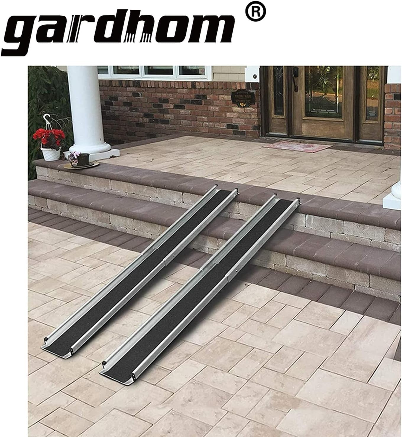 2PCS 7FT Telescopic Wheelchair Ramps Portable Adjustable 272KG Heavy Duty