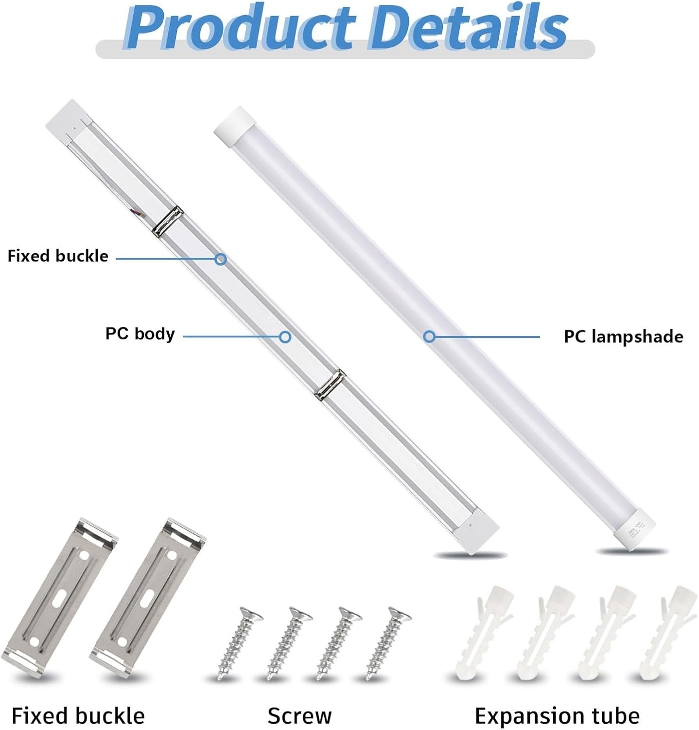 LED Batten Lights 5FT 2 Pack 50W 4500LM 4000K Ceiling Garage Workshop Strip