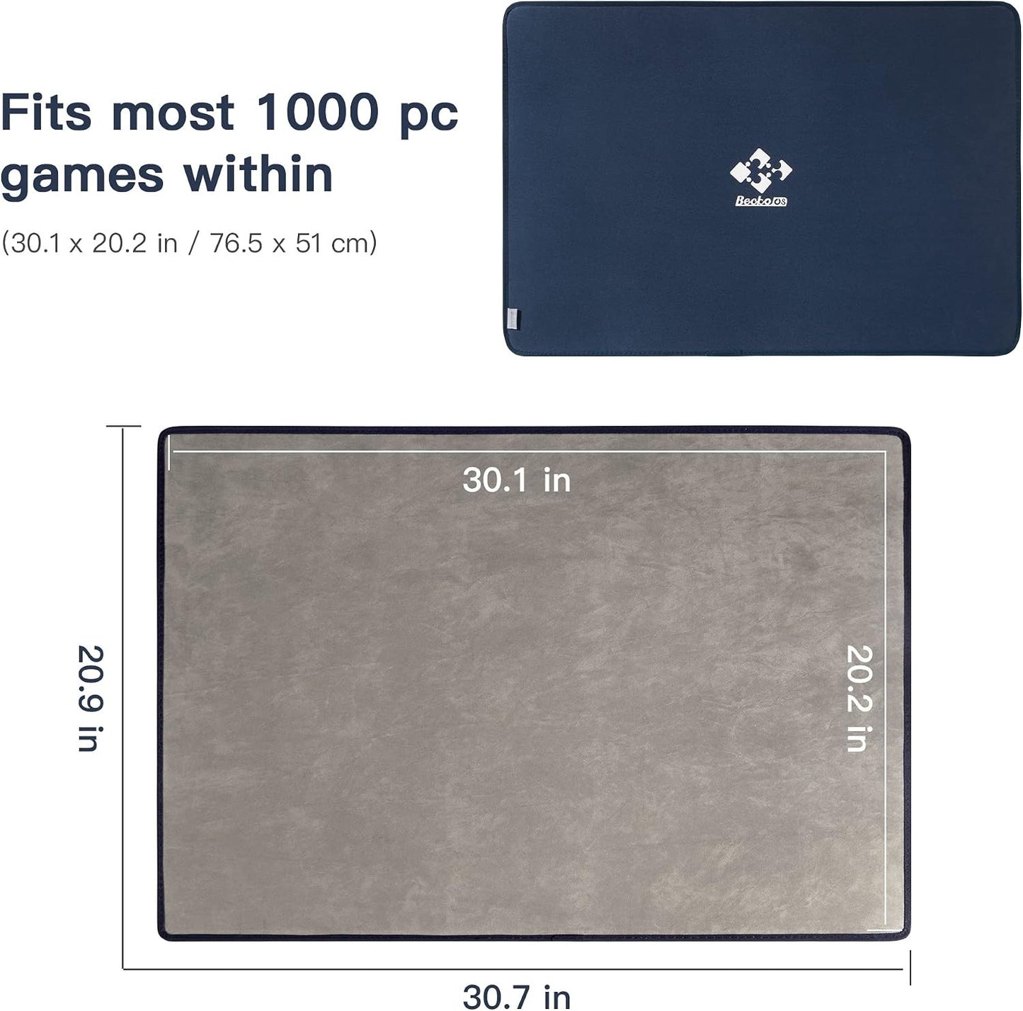 Becko US Jigsaw Puzzle Board Mat 1000 Piece Portable Non Slip Grey Storage Large