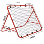 100x100cm Football Rebounder Net Adjustable Angle Steel Frame Training Red
