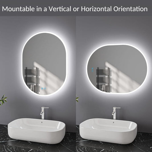LED Bathroom Mirror 50x70 cm Dimmable Demister Illuminated Wall Vanity 3 Colour