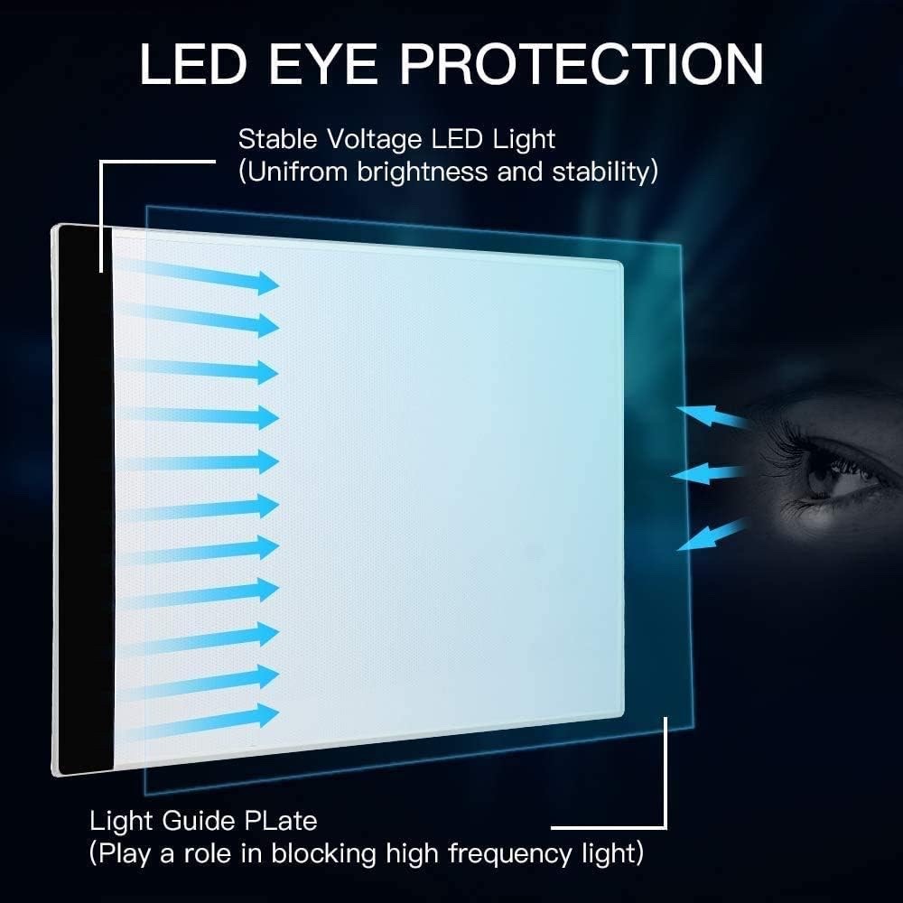 BTGGG Portable LED A4 Light Box Adjustable 3-Levels Brightness Light Pad Drawing