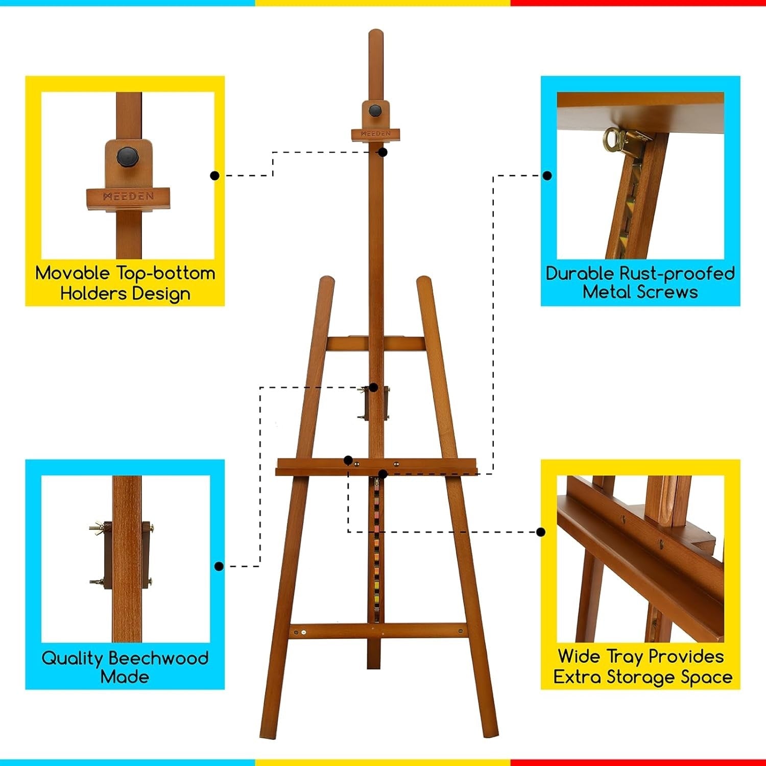 Art Easel Wooden Painting Adjustable Beech Display Stand Canvas 109cm Walnut
