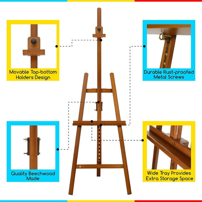 Art Easel Wooden Painting Adjustable Beech Display Stand Canvas 109cm Walnut