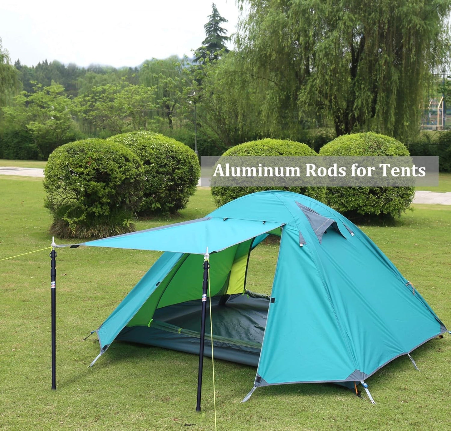 Telescopic Tent Poles Camping 2 Pack 90-230cm Aluminium Tarp Awning Canopy Black