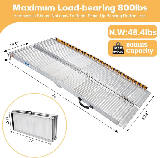 gardhom Wheelchair Ramp 2FT -7 FT Folding Aluminum Ramps for Wheelchairs