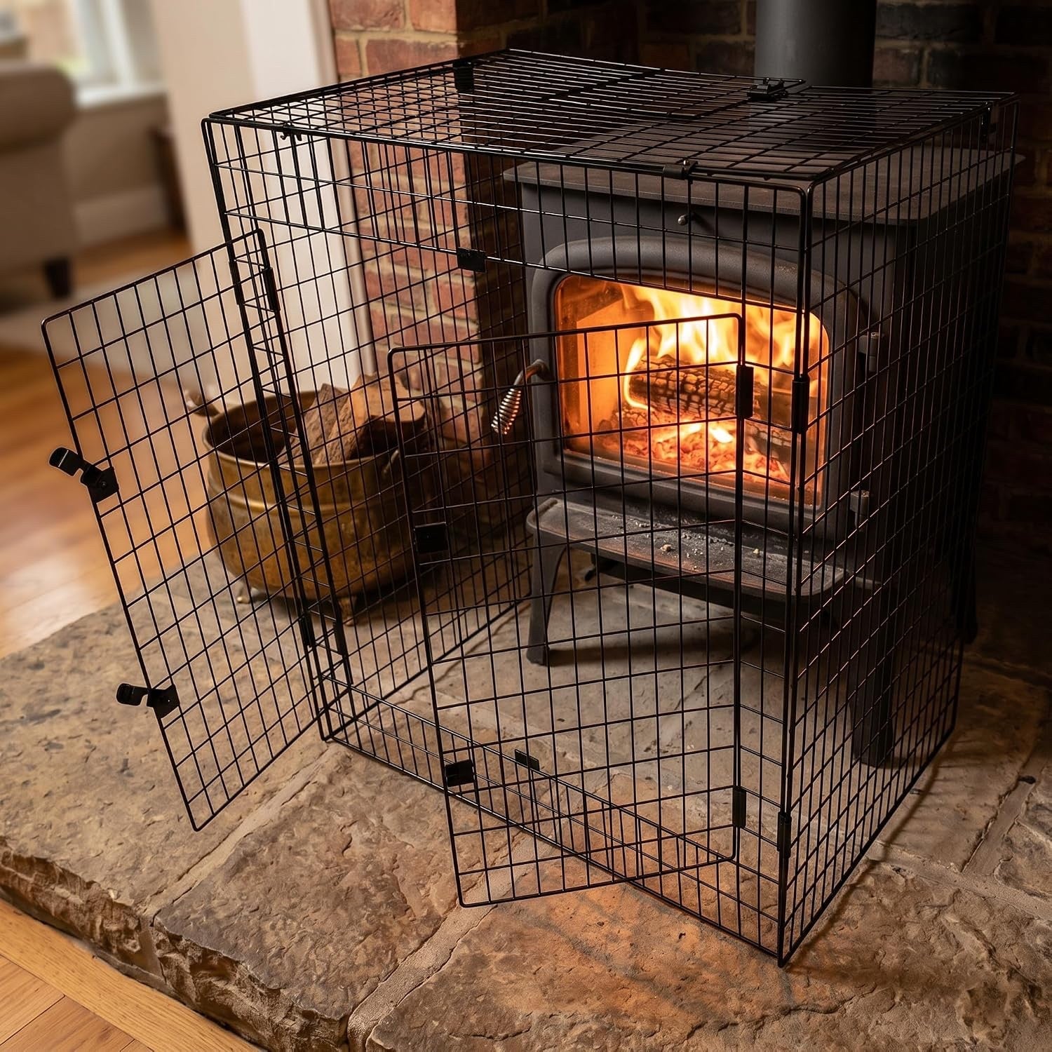Nursery Fire Guard Stove Safety Barrier Child Pet Protector Door 80x70x50cm