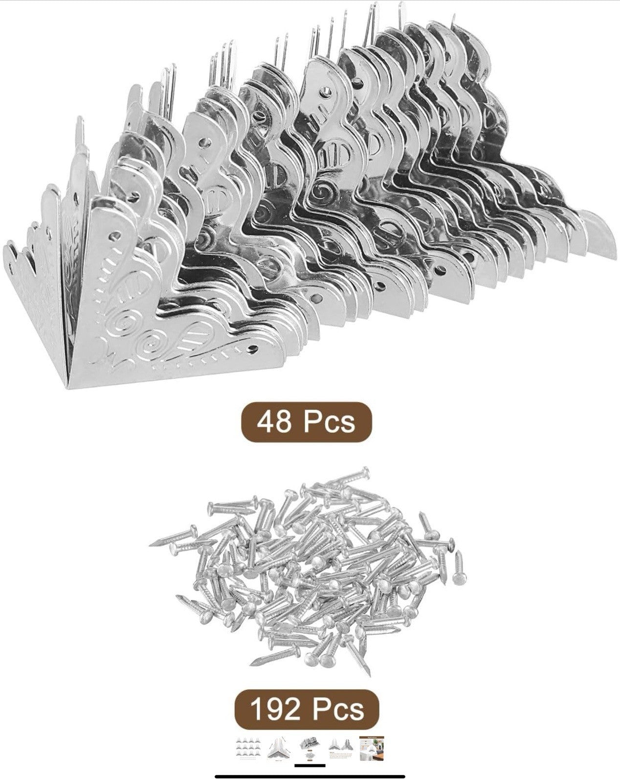 sourcing map 48 Pcs Metal Box Corner Protectors 1"x1" Corner Protectors