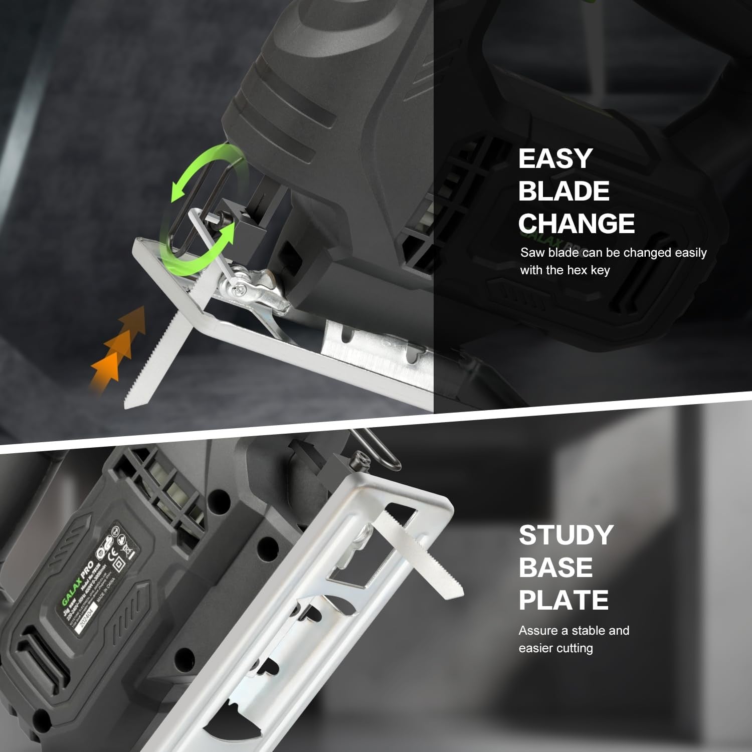 GALAX PRO 400W Variable Speed Jigsaw, 3000 SPM,±45° Bevel Cutting