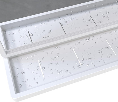 Bathroom Mirror Wall Shelf Rectangular 80.7x62cm White Metal Frame Modern Decor