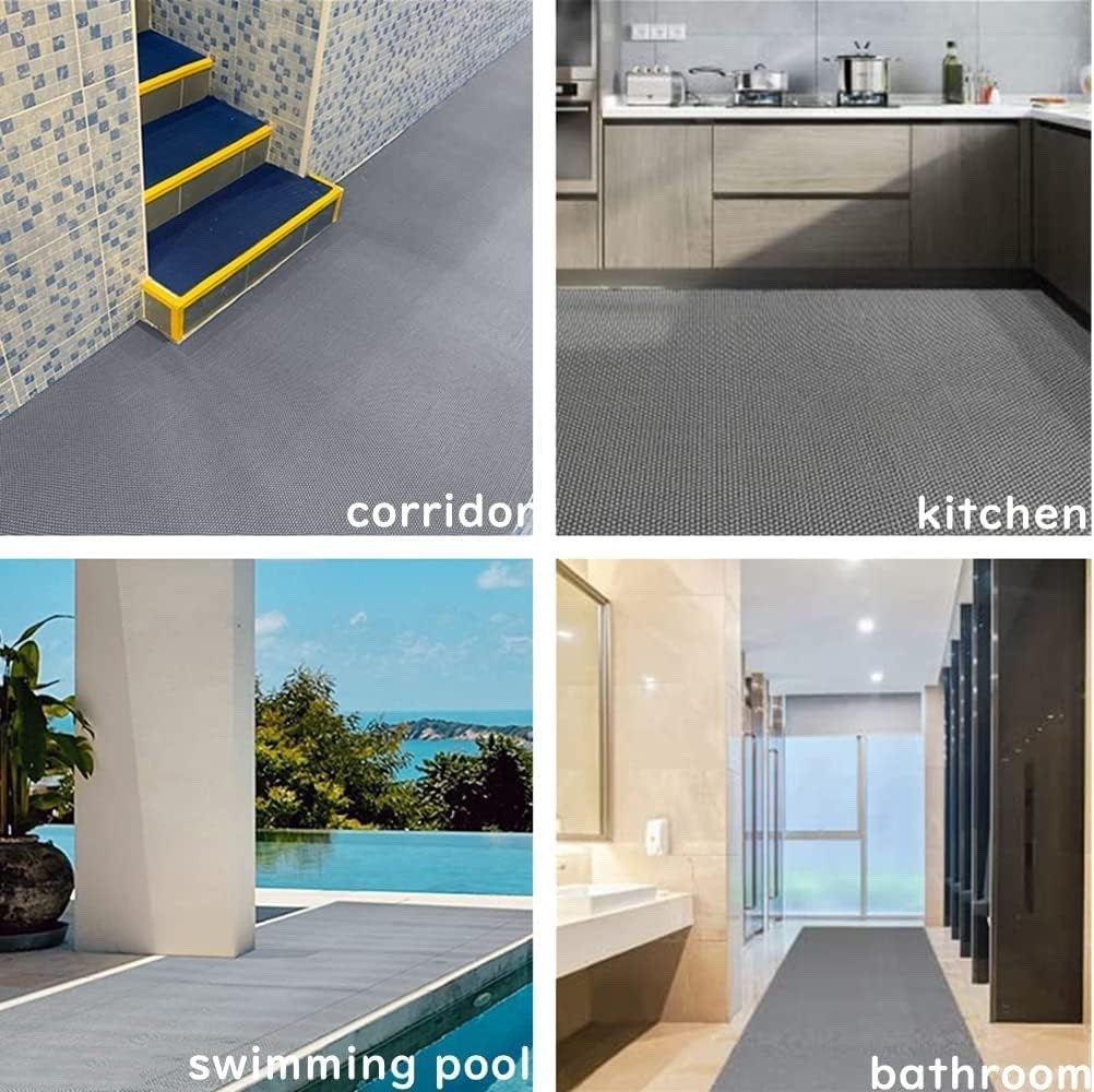 Heavy Duty Rubber Floor Mat 300×90cm Non Slip Waterproof Drainage Grey