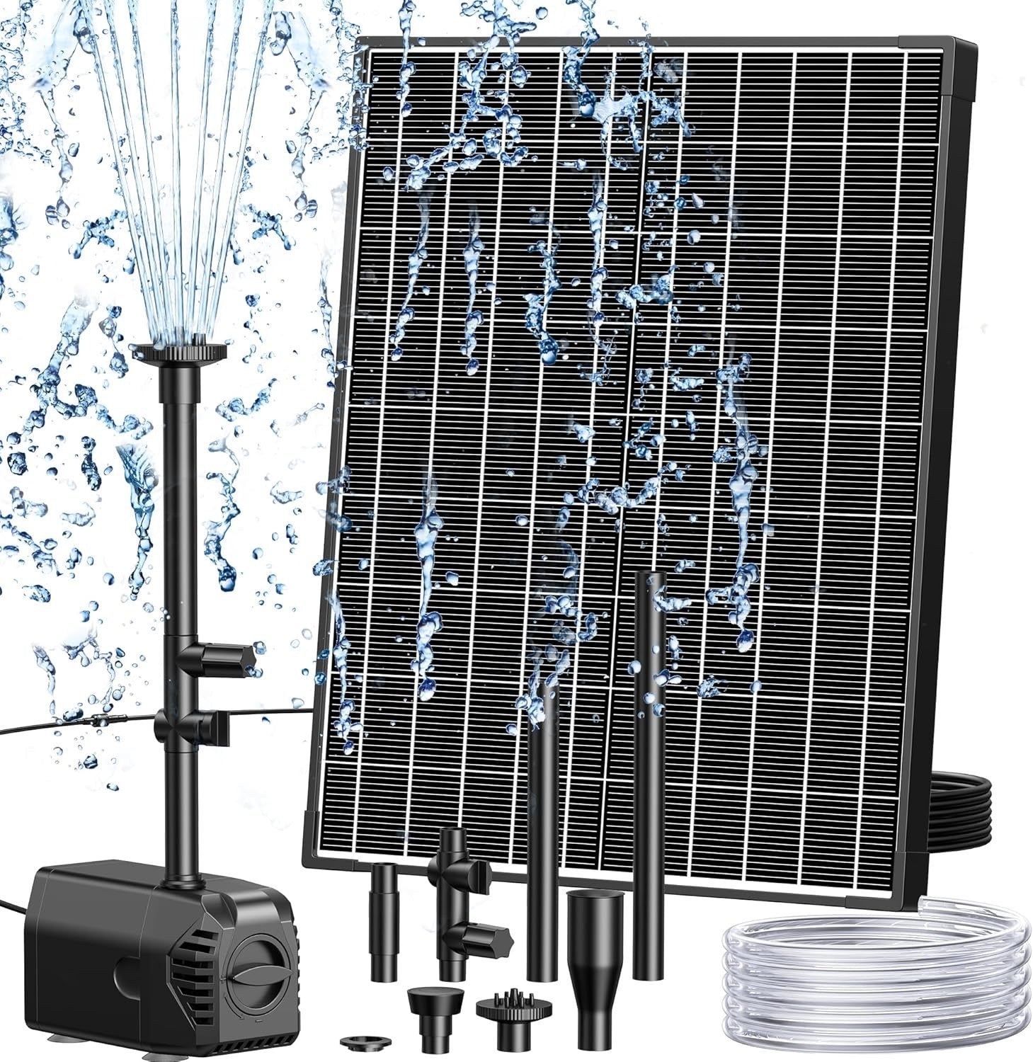 Biling Solar Water Fountain 20W Solar Fountain Pump with 320GPH Flow Adjustable