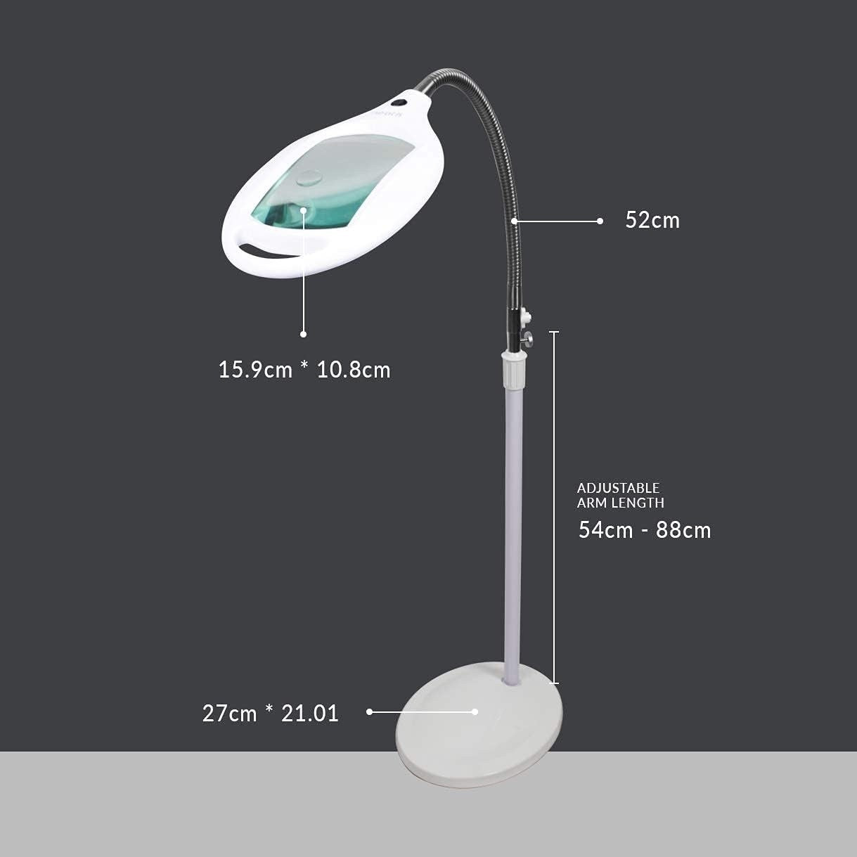 LED Magnifying Floor Lamp 12X 3X Bifocal Glass Lens Adjustable Light Stand