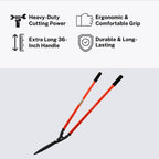 36 Inch Lawn Shears Long Handle Grass Hedge Trimmer Heavy Duty Garden Scissors