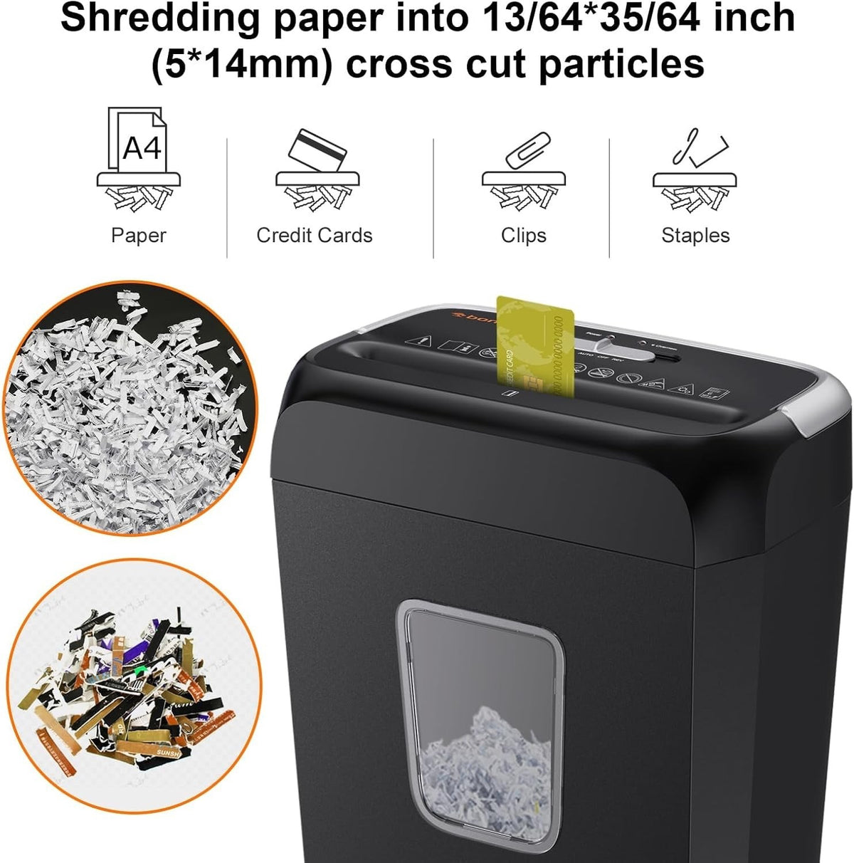 Paper Shredder Cross Cut Machine 6 Sheet P4 Security 13L Bin Credit Card Home