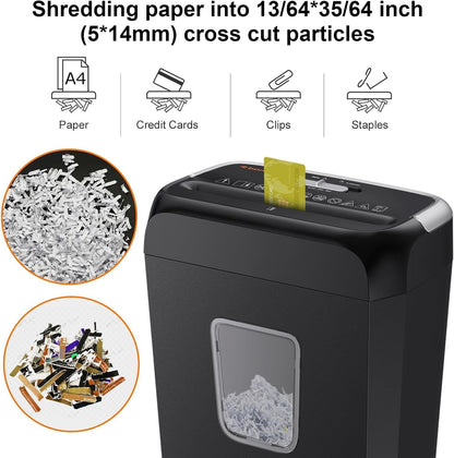 Paper Shredder Cross Cut Machine 6 Sheet P4 Security 13L Bin Credit Card Home