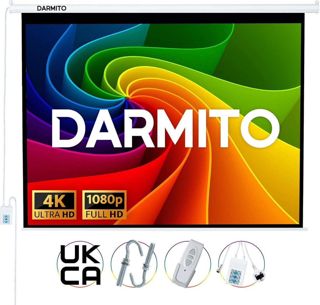 100" Motorised Projector Screen 4:3 HD 3D 4K 8K +1.2 Gain Remote Control