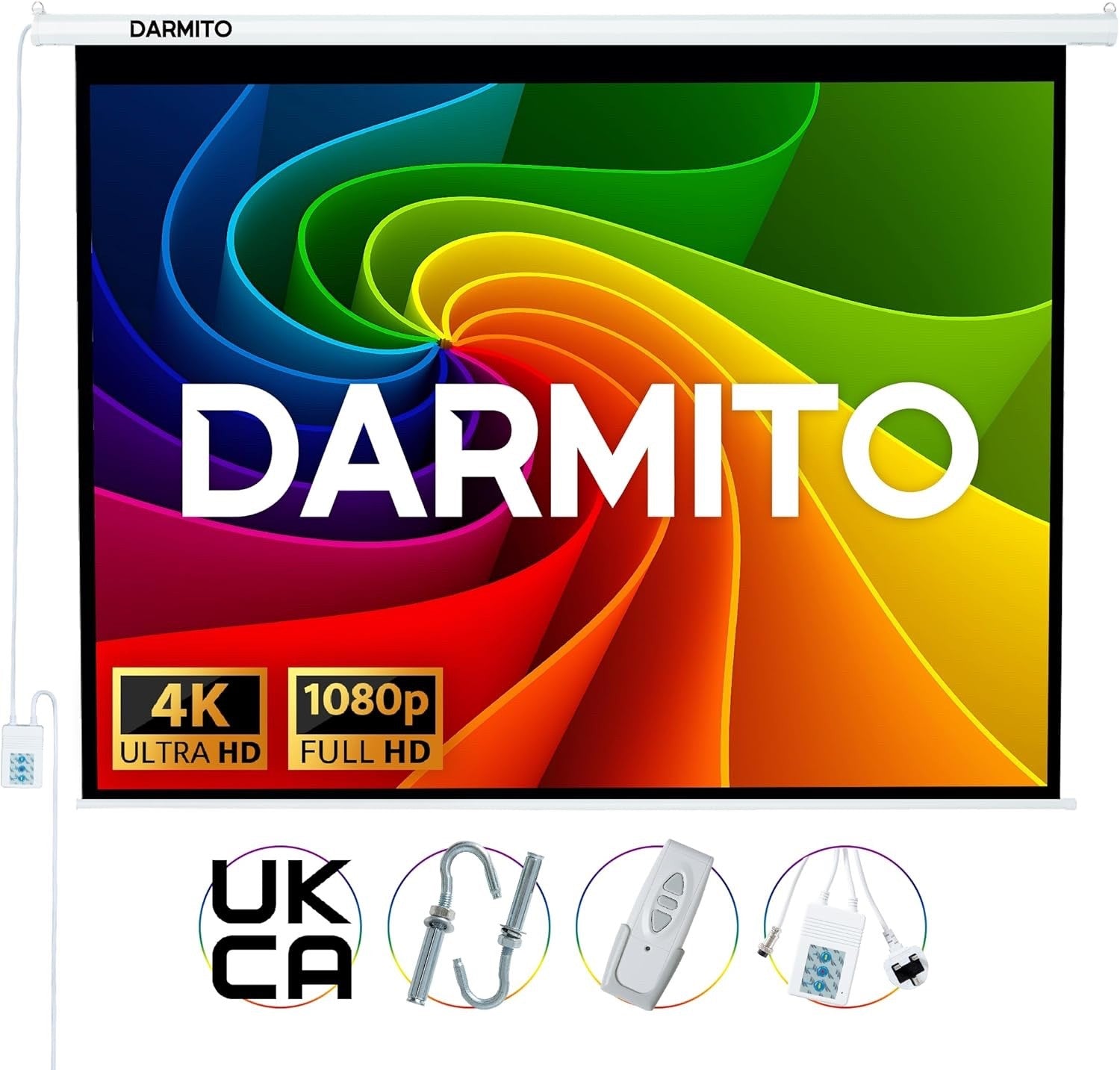 100" Motorised Projector Screen 4:3 HD 3D 4K 8K +1.2 Gain Remote Control