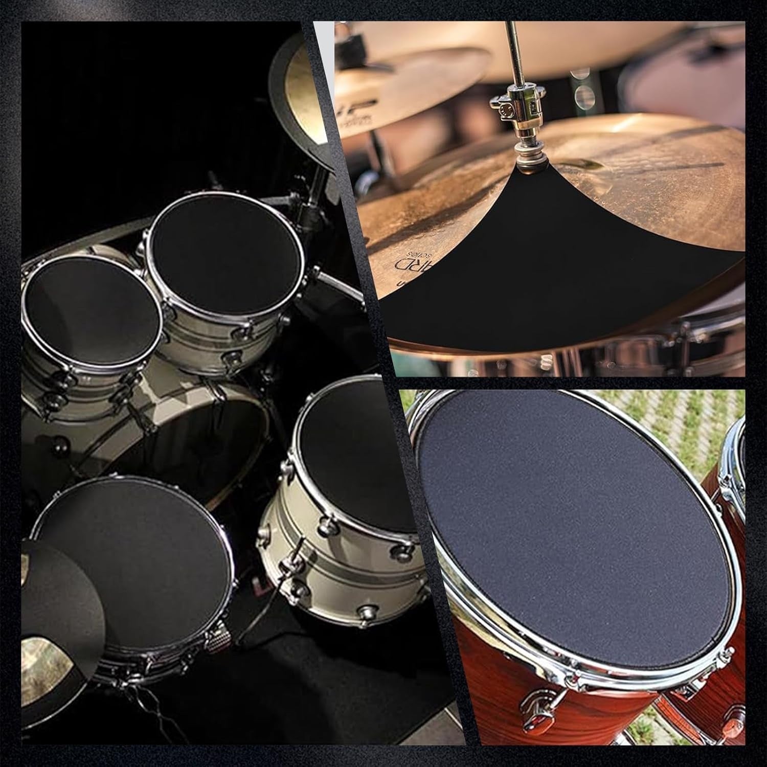 10Pc Drum Silencer Pads Foam Dampeners Set Cymbal Clips Noise Reduction