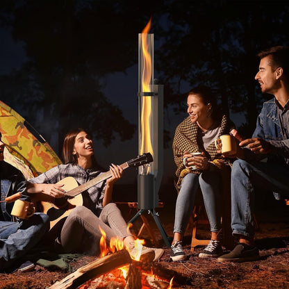Patio Heater Wood Pellet Stove Outdoor Garden Fire Pit Glass Tube 147.5cm Black