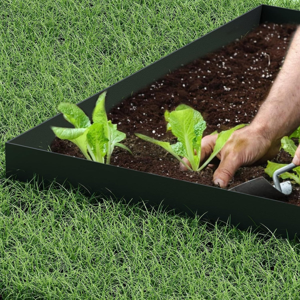 Garden Edging 10 Pack 10m x 11.4cm Black Steel Lawn Border Landscape Strip Kit