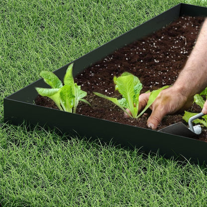 Garden Edging 10 Pack 10m x 11.4cm Black Steel Lawn Border Landscape Strip Kit