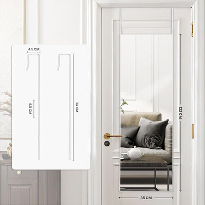 Over Door Full Length Mirror 122x35cm White Frame Bedroom Hanging Wall Mounted